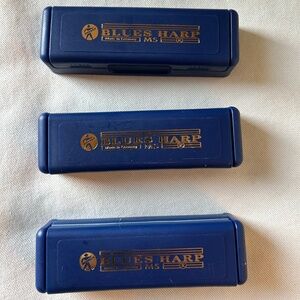 Set of 3 Hohner Blues Harp Harmonicas - Keys of G & C